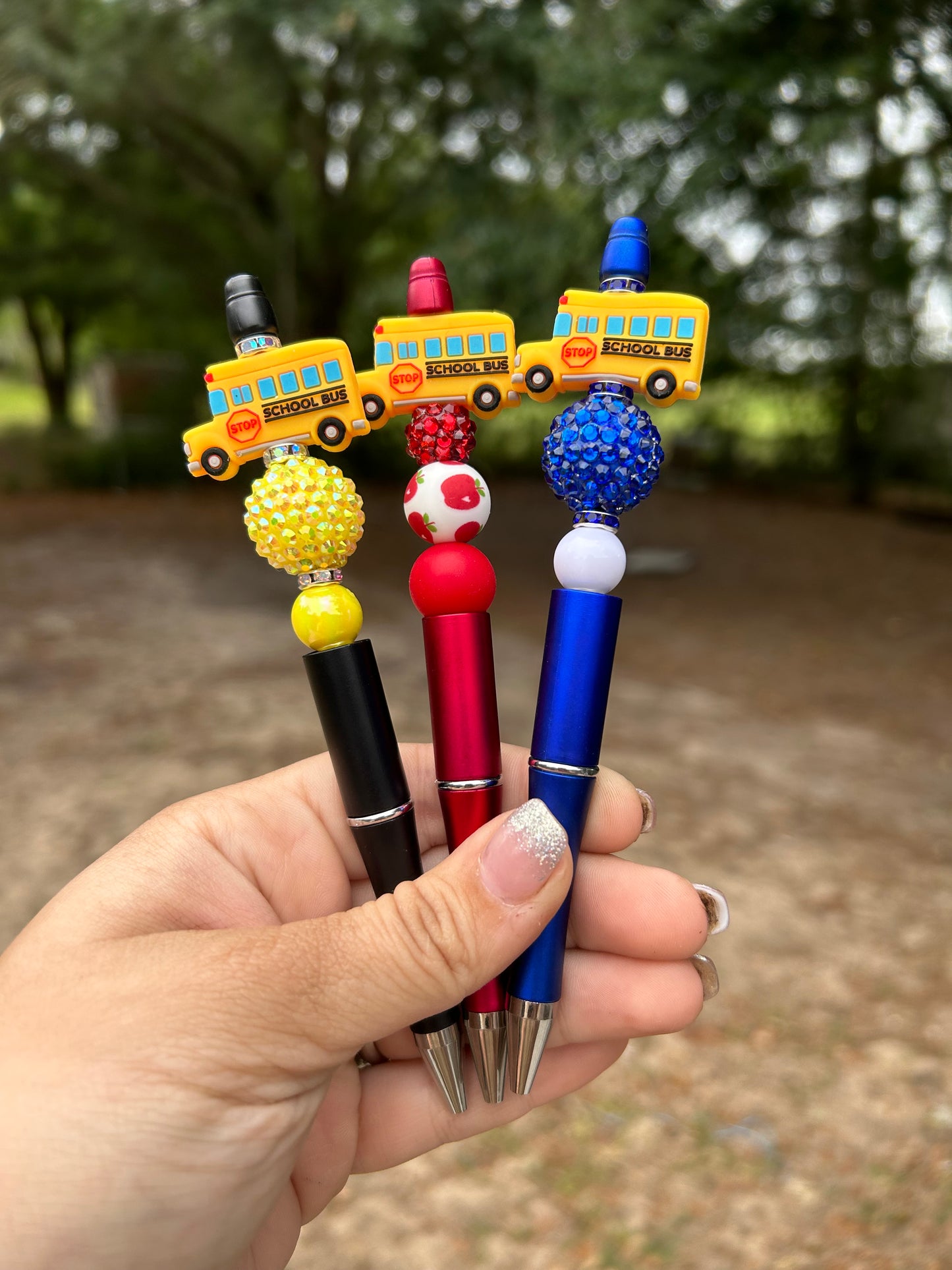 School Bus Beaded Pen