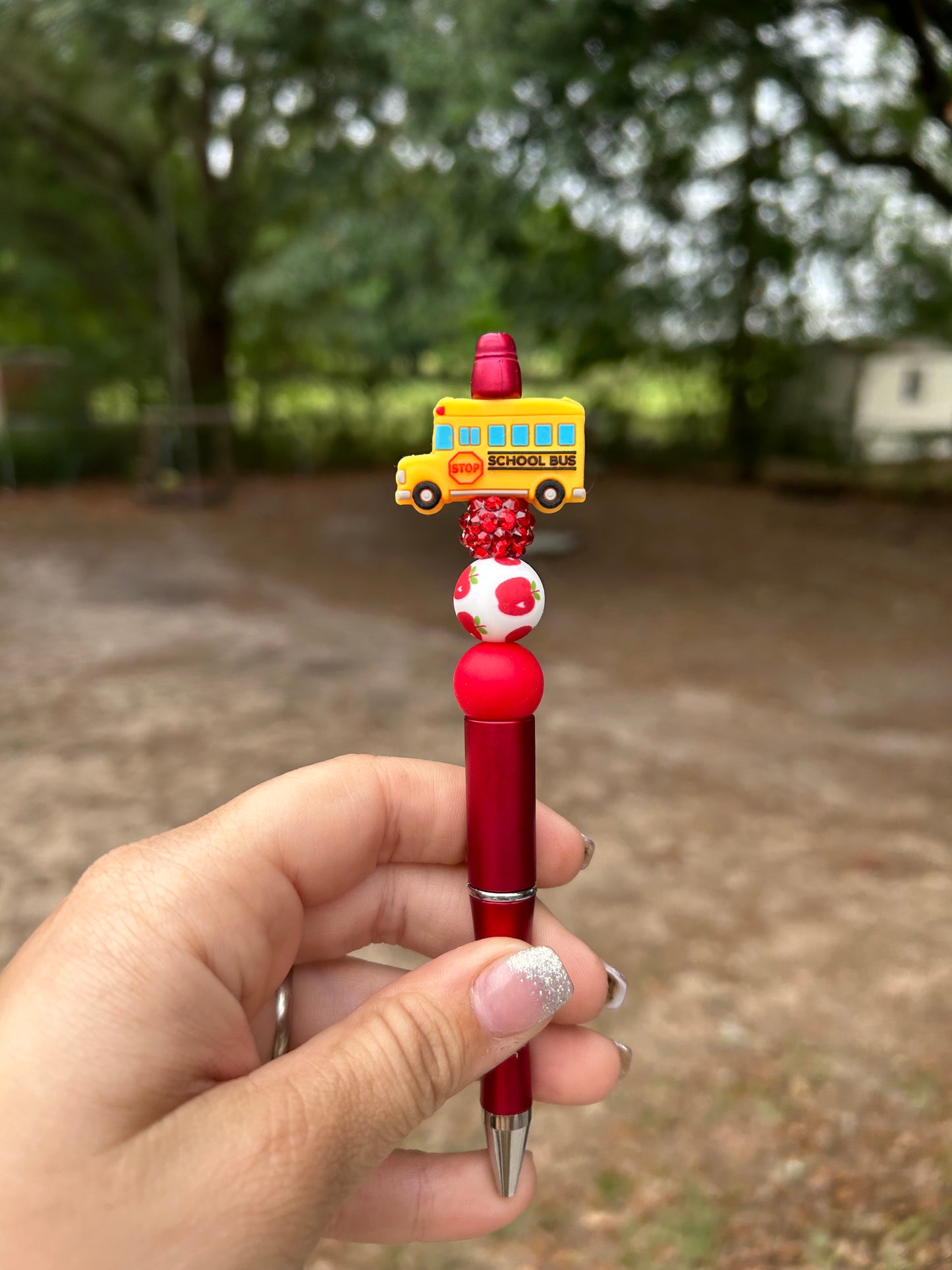 School Bus Beaded Pen