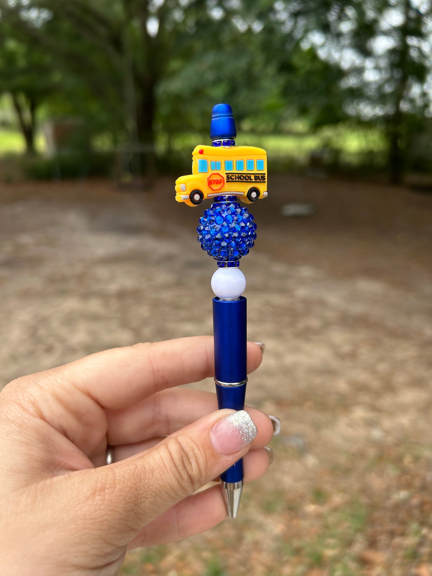 School Bus Beaded Pen