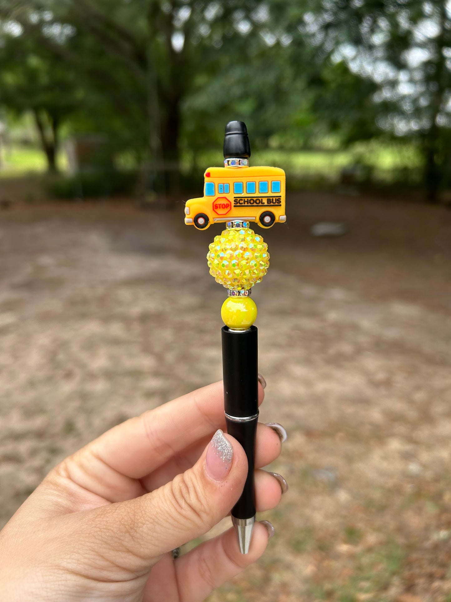 School Bus Beaded Pen